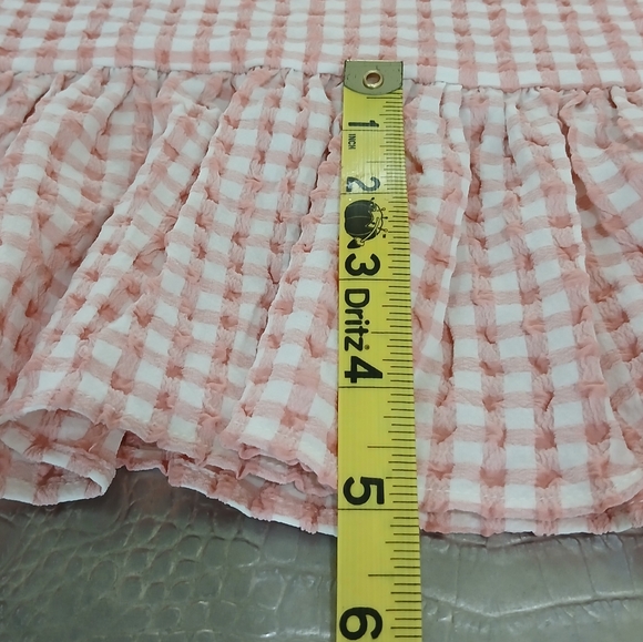 Guess sz S Pink and White Plaid Button-up Short Sleeve Peasant Blouse - Picture 9 of 14